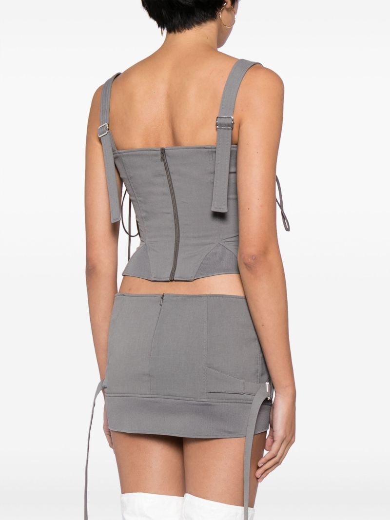 Grey Lace-up Bustier Top