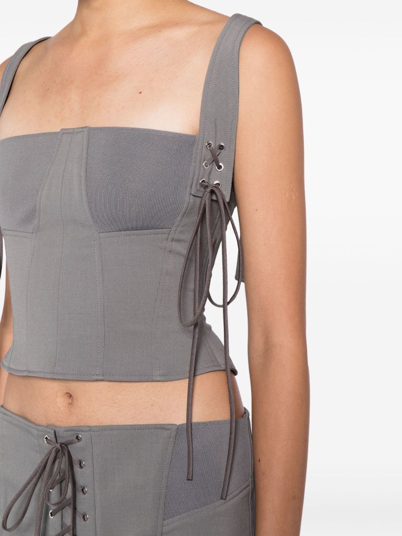 Grey Lace-up Bustier Top