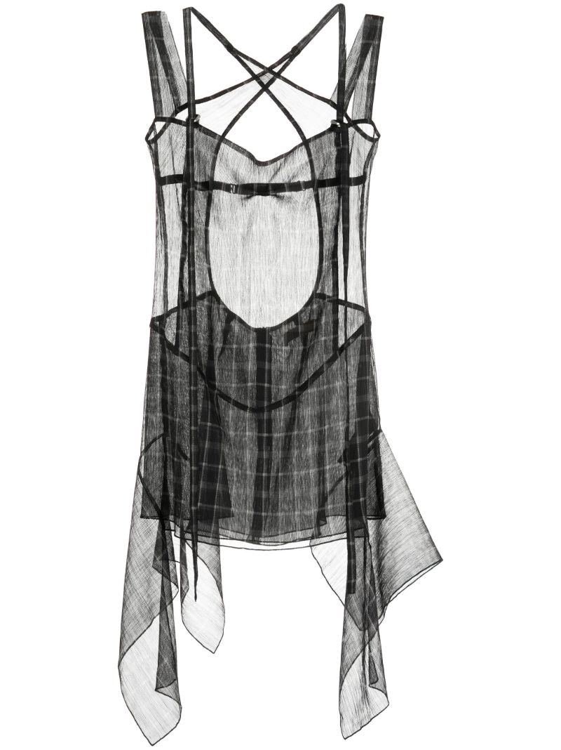 Black Check-pattern Minidress