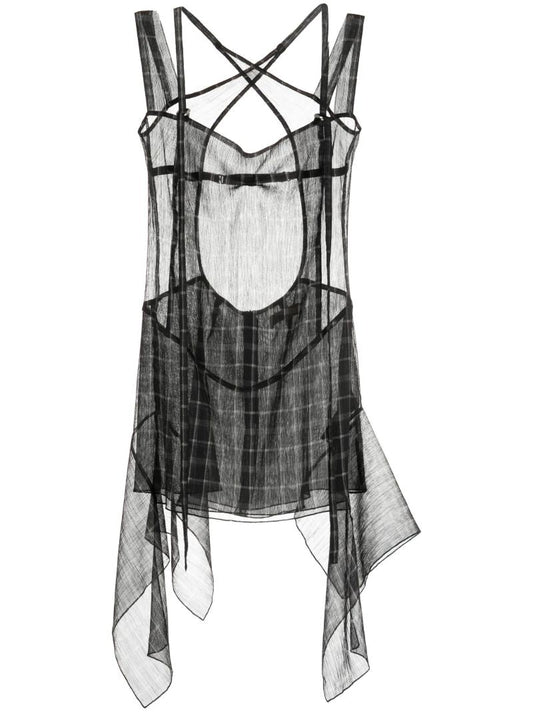 Black Check-pattern Minidress
