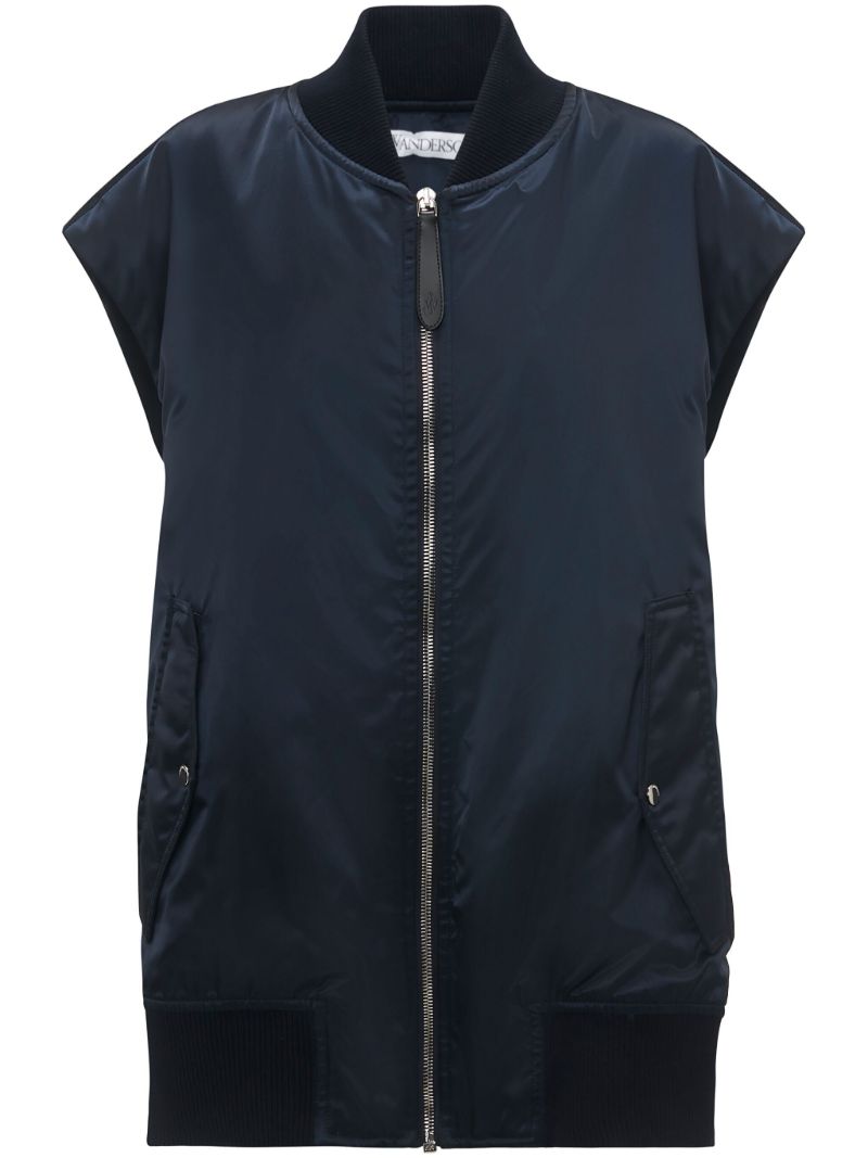 Blue Sleeveless Bomber Jacket