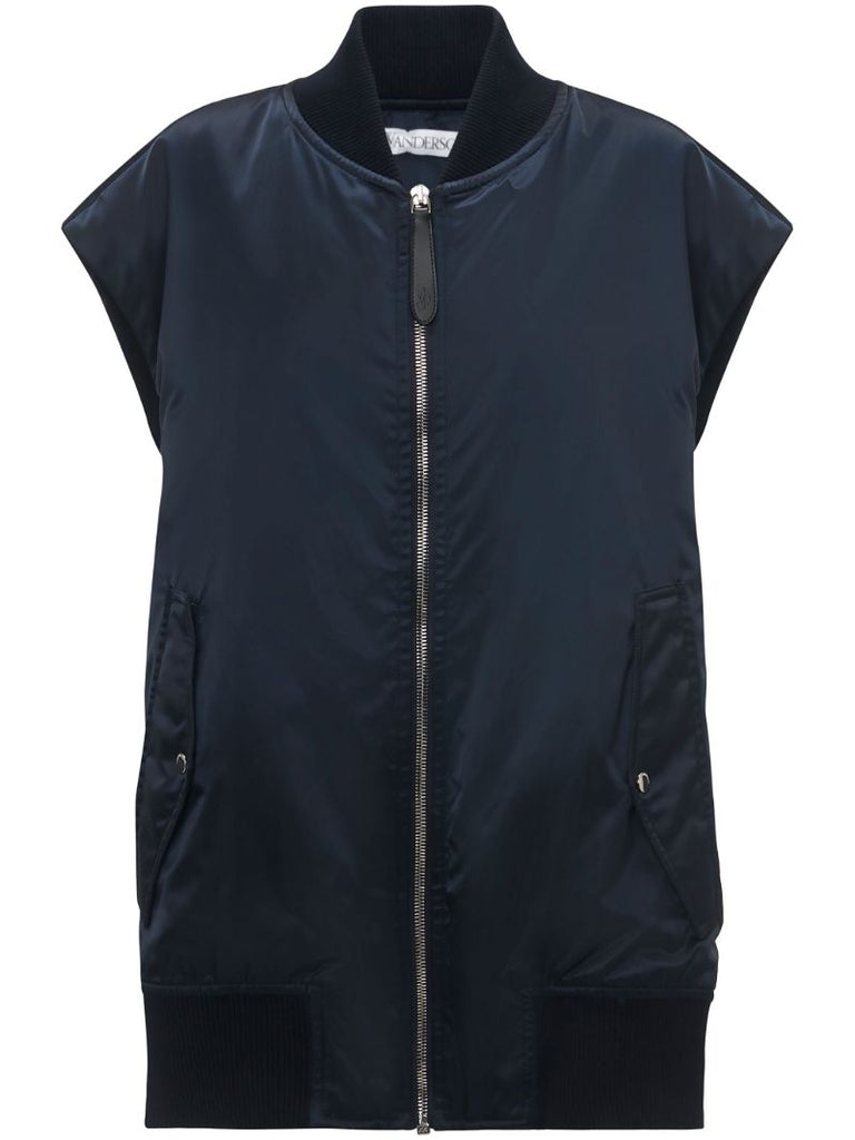 Blue Sleeveless Bomber Jacket