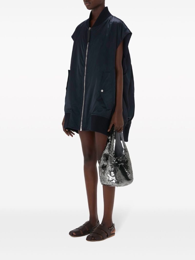 Blue Sleeveless Bomber Jacket