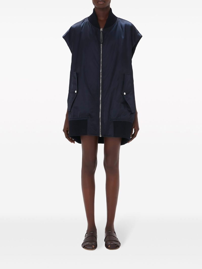 Blue Sleeveless Bomber Jacket