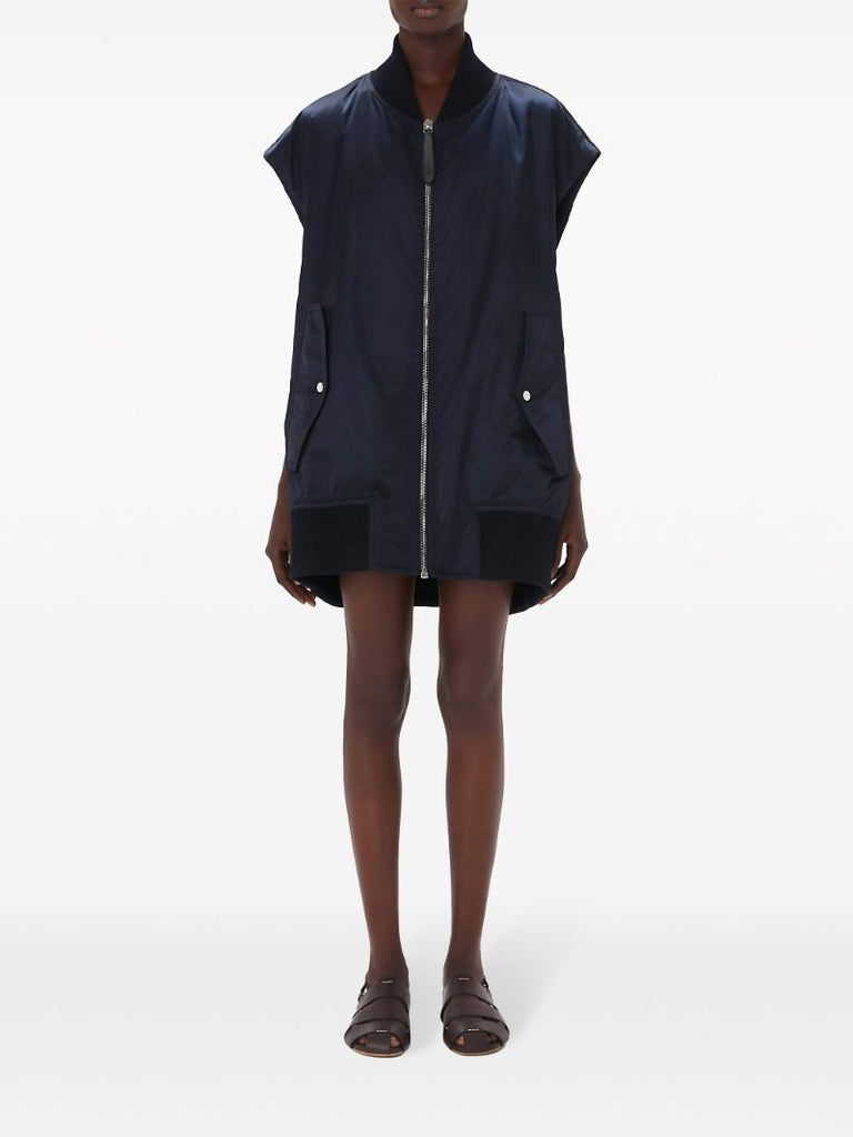 Blue Sleeveless Bomber Jacket