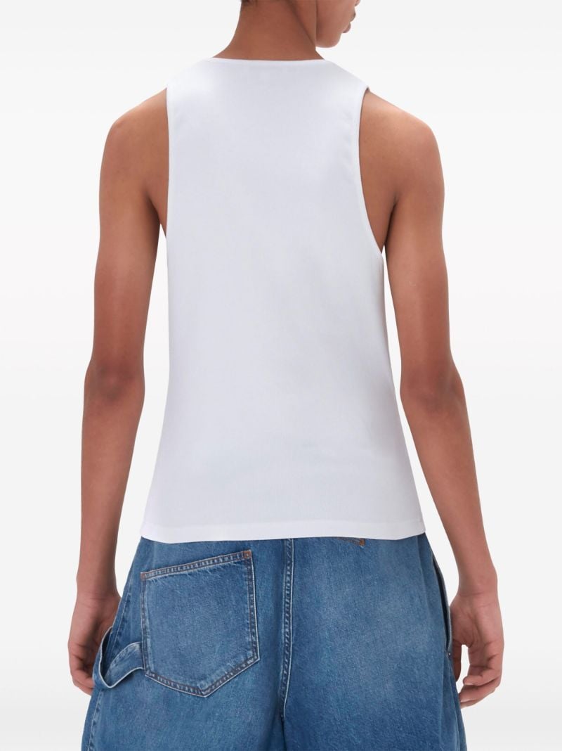 White Logo Embroidered Tank Top