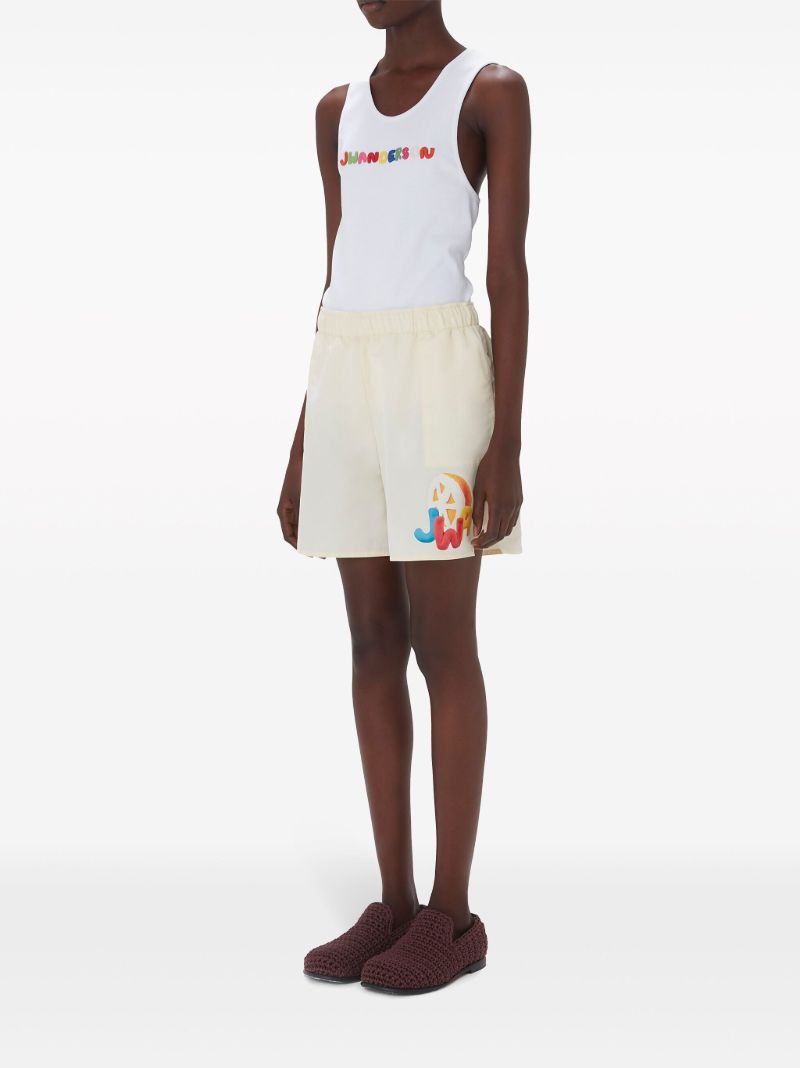 White Logo Embroidered Tank Top