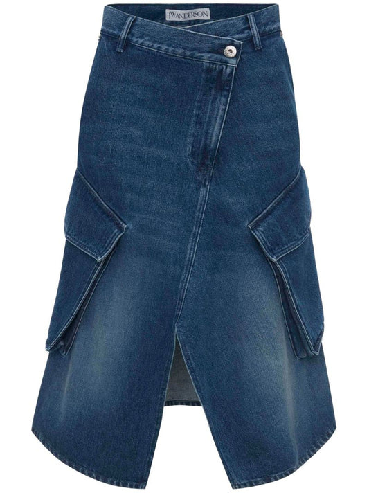 Blue Cargo Denim Skirt