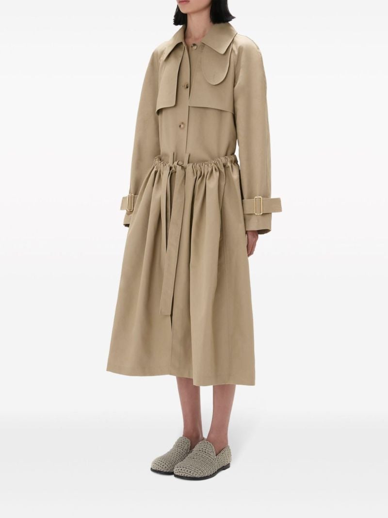 Neutral Gathered Waist Trench Coat
