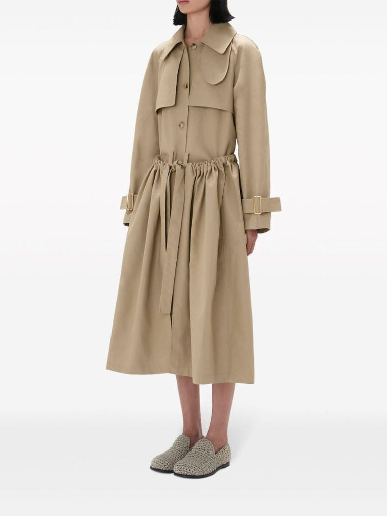 Neutral Gathered Waist Trench Coat