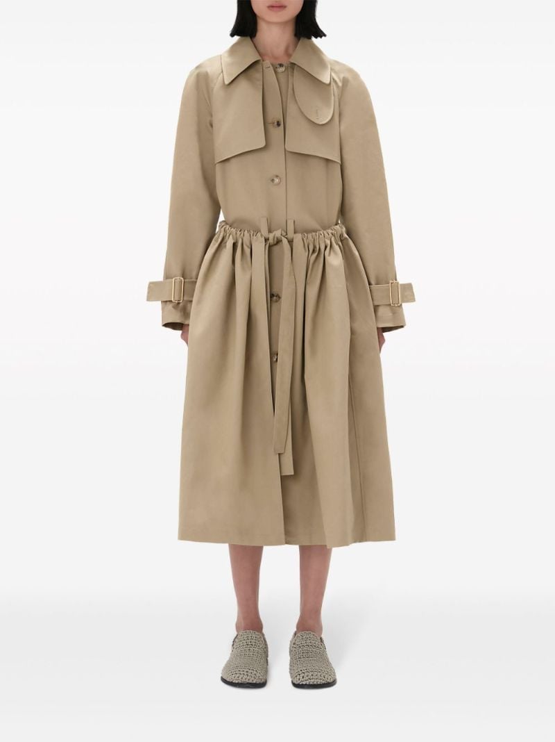 Neutral Gathered Waist Trench Coat