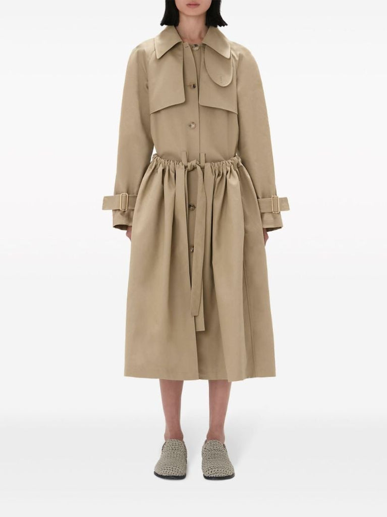 Neutral Gathered Waist Trench Coat