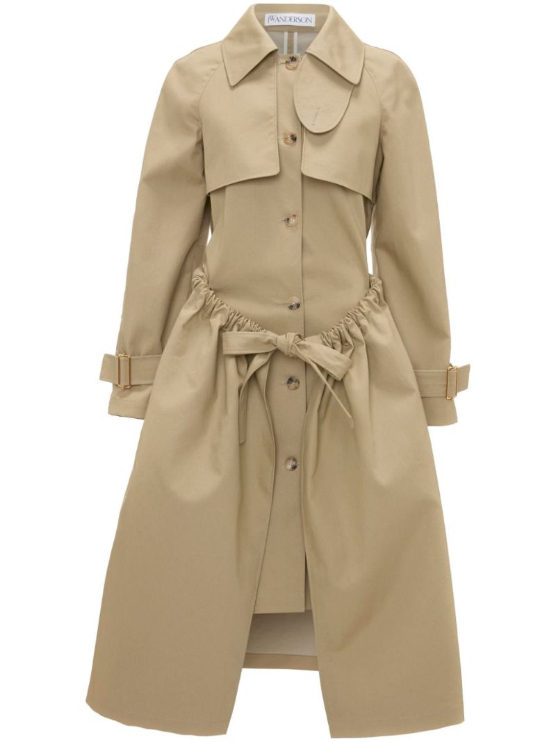 Neutral Gathered Waist Trench Coat
