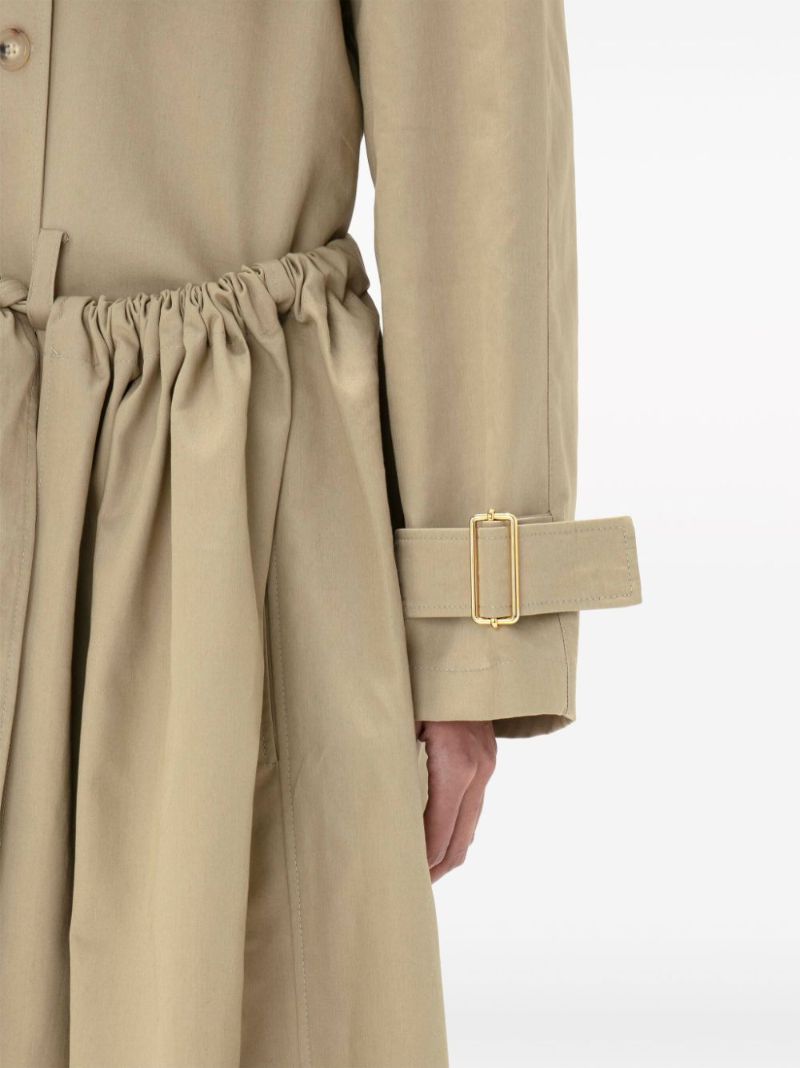 Neutral Gathered Waist Trench Coat