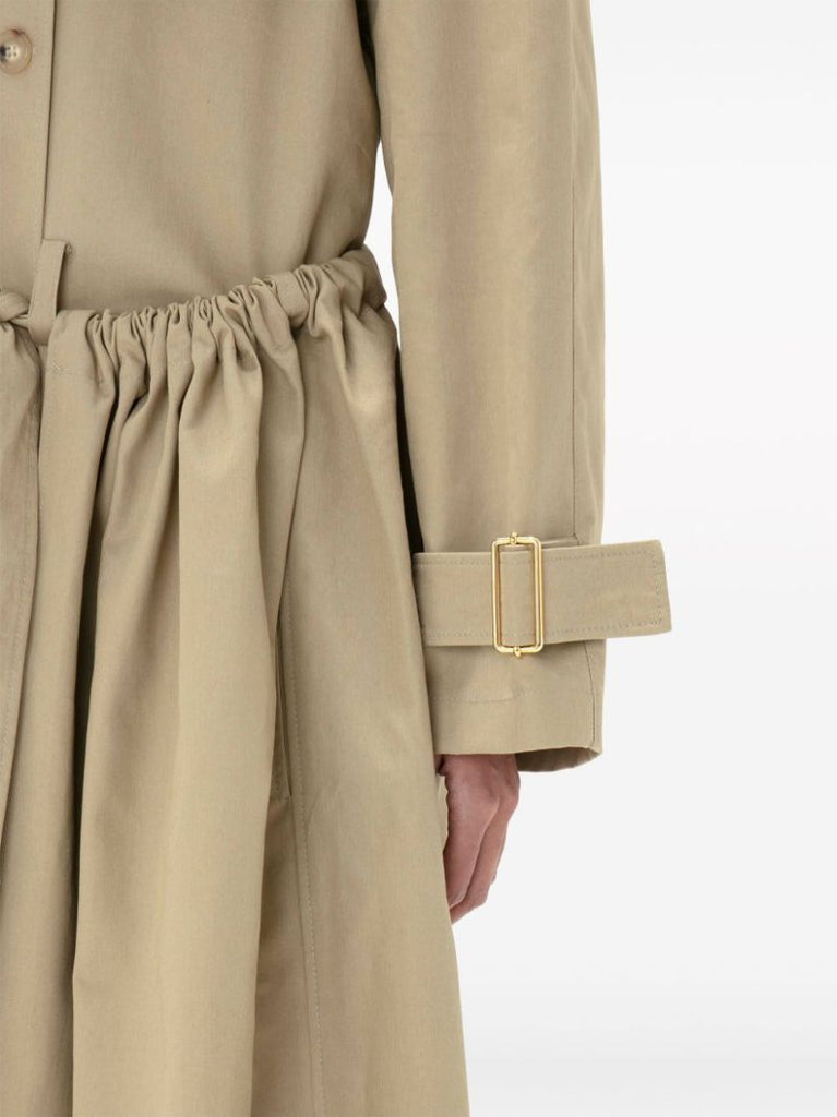 Neutral Gathered Waist Trench Coat