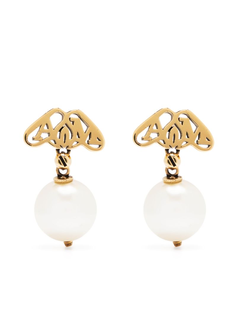 Gold-tone Seal Pearl Earrings