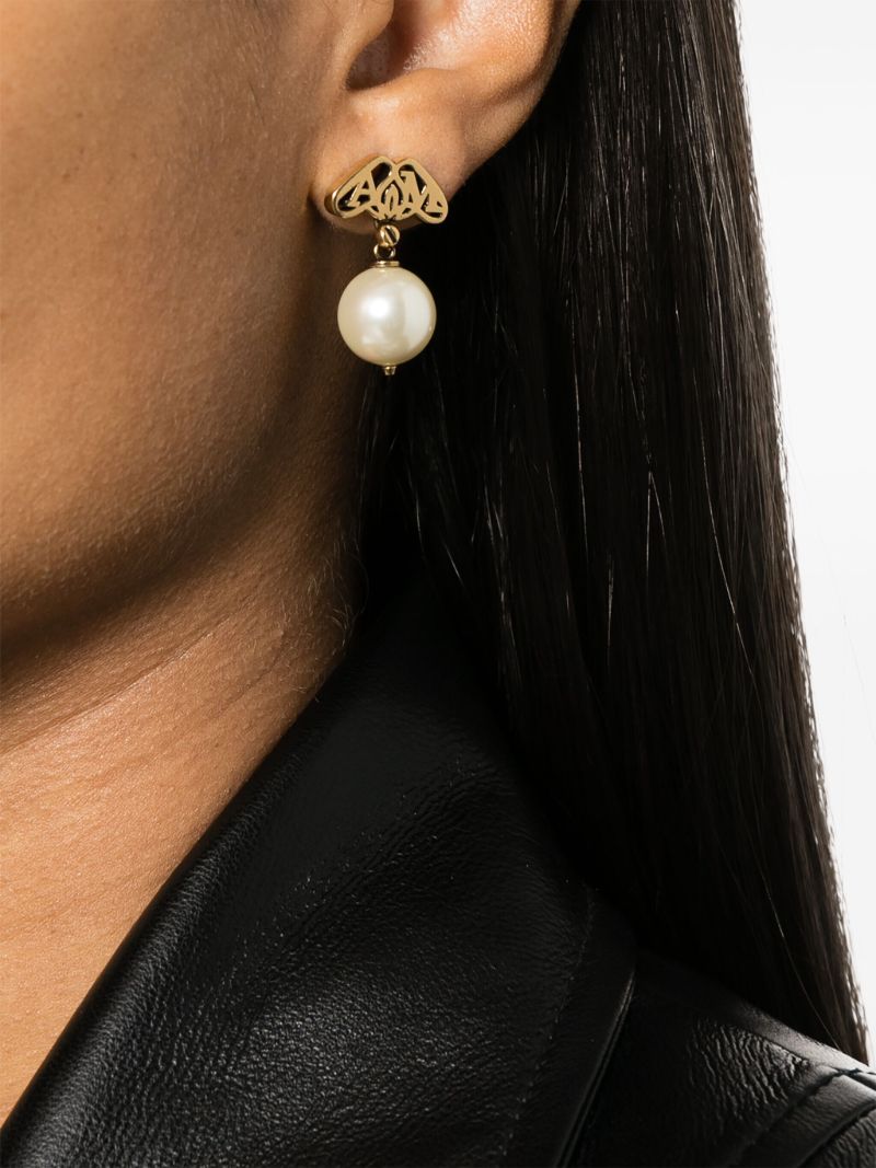 Gold-tone Seal Pearl Earrings