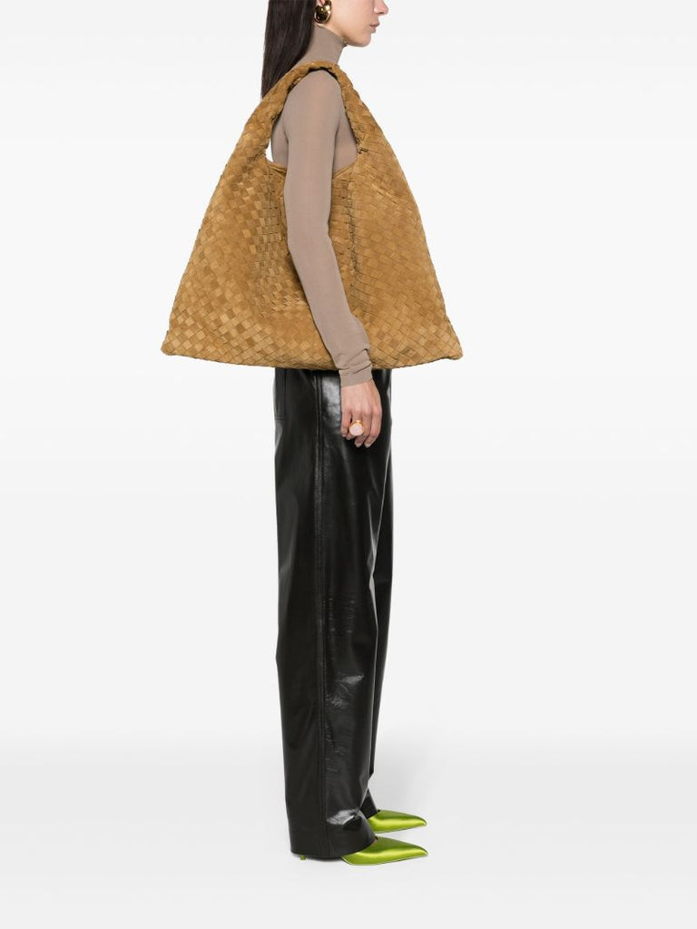 Brown Large Hop Suede Shoulder Bag
