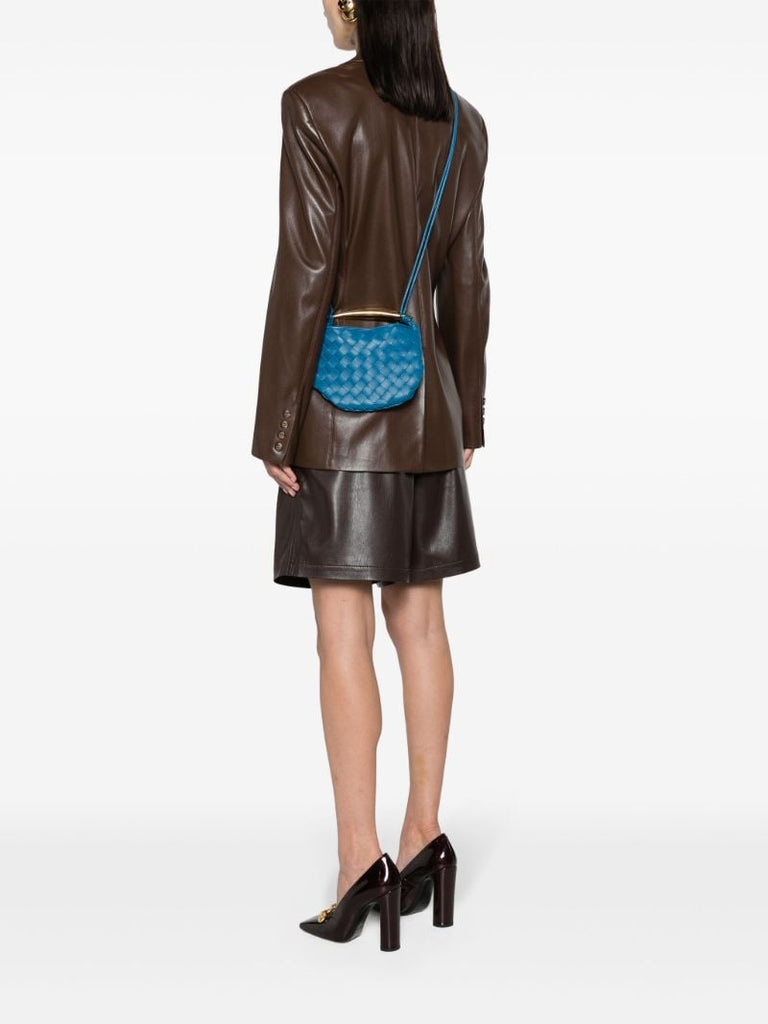 Blue Mini Sardine Leather Cross Body Bag