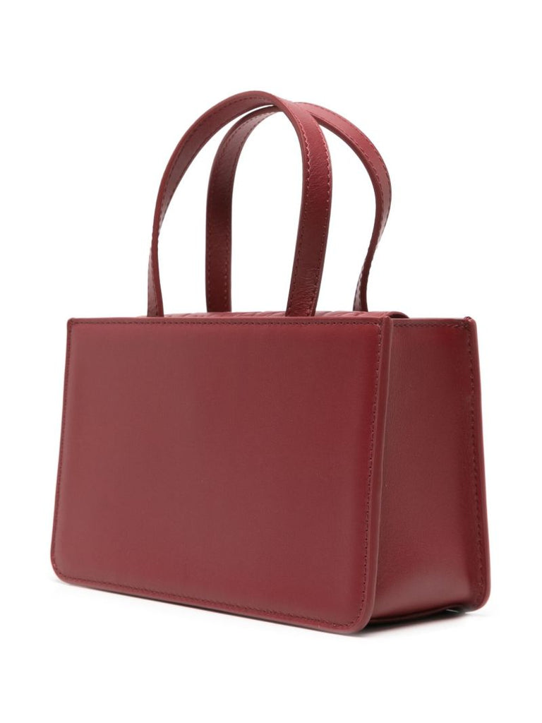 Red Rose Small Leather Tote Bag