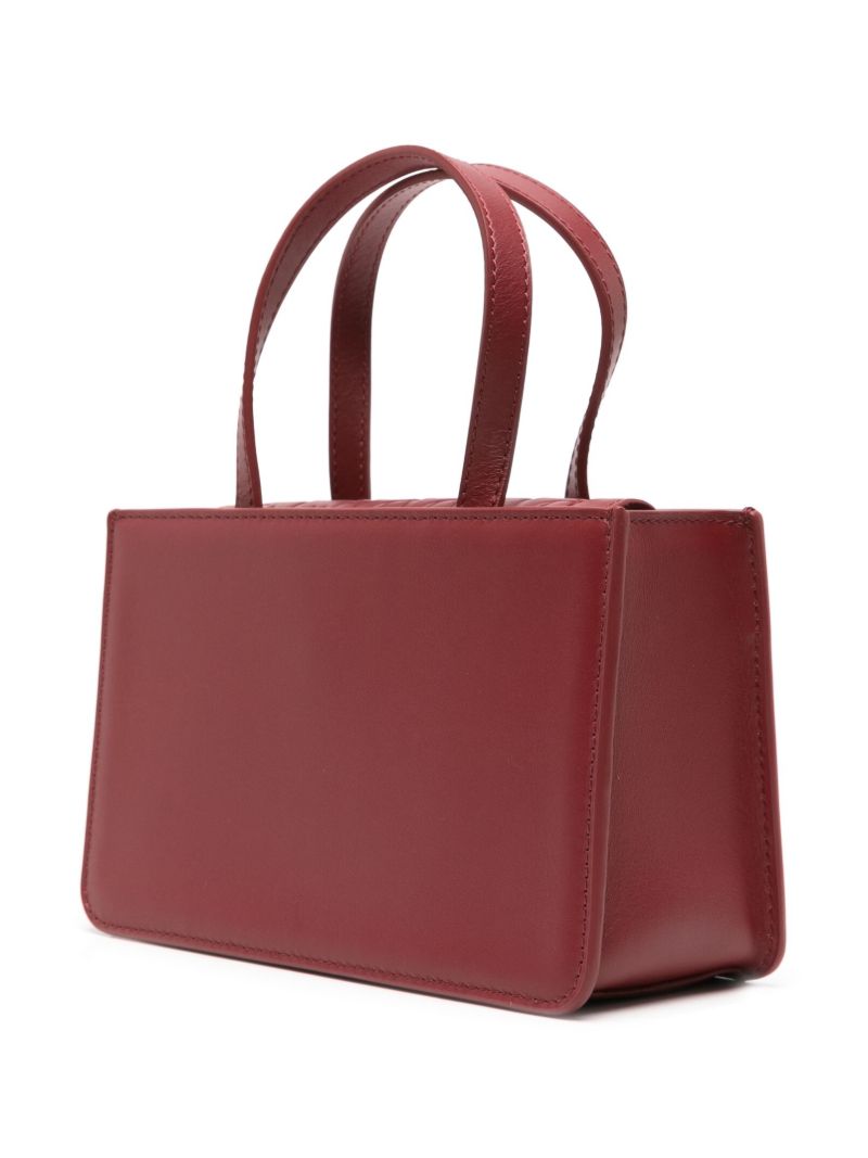 Red Rose Small Leather Tote Bag