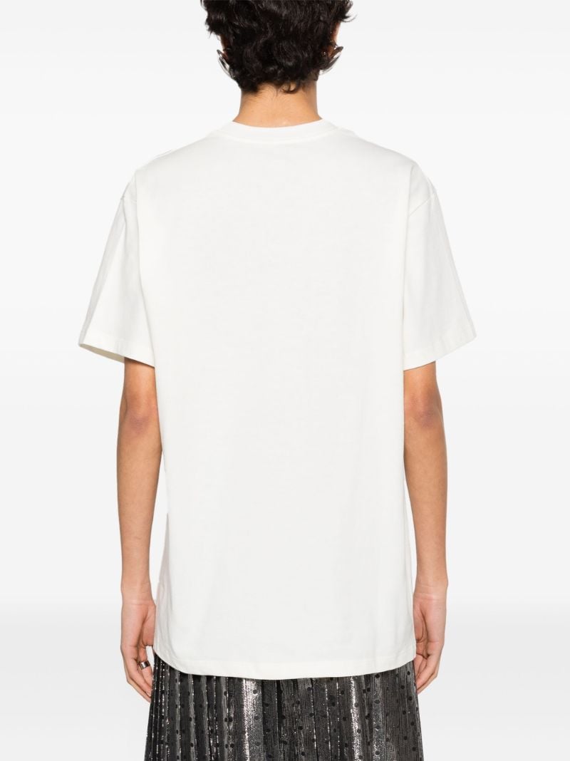 Neutral Sequin-embellished Cotton T-shirt