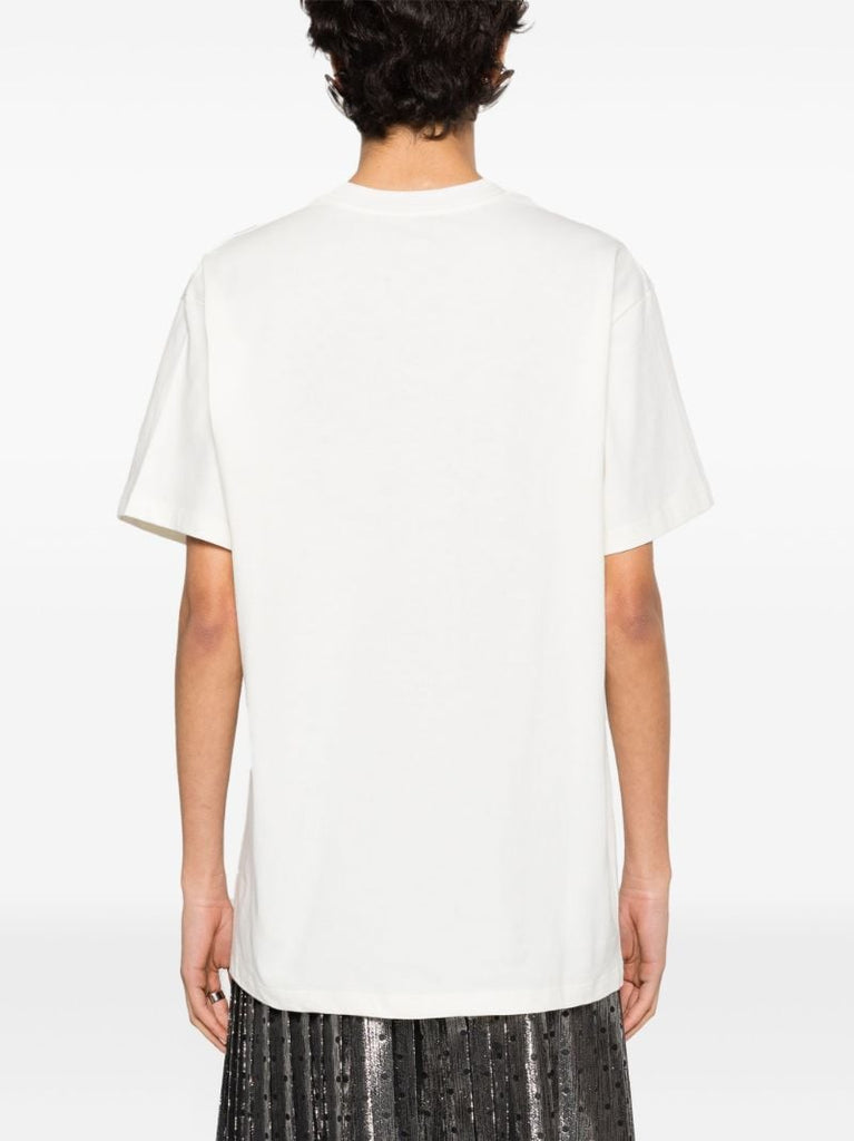 Neutral Sequin-embellished Cotton T-shirt