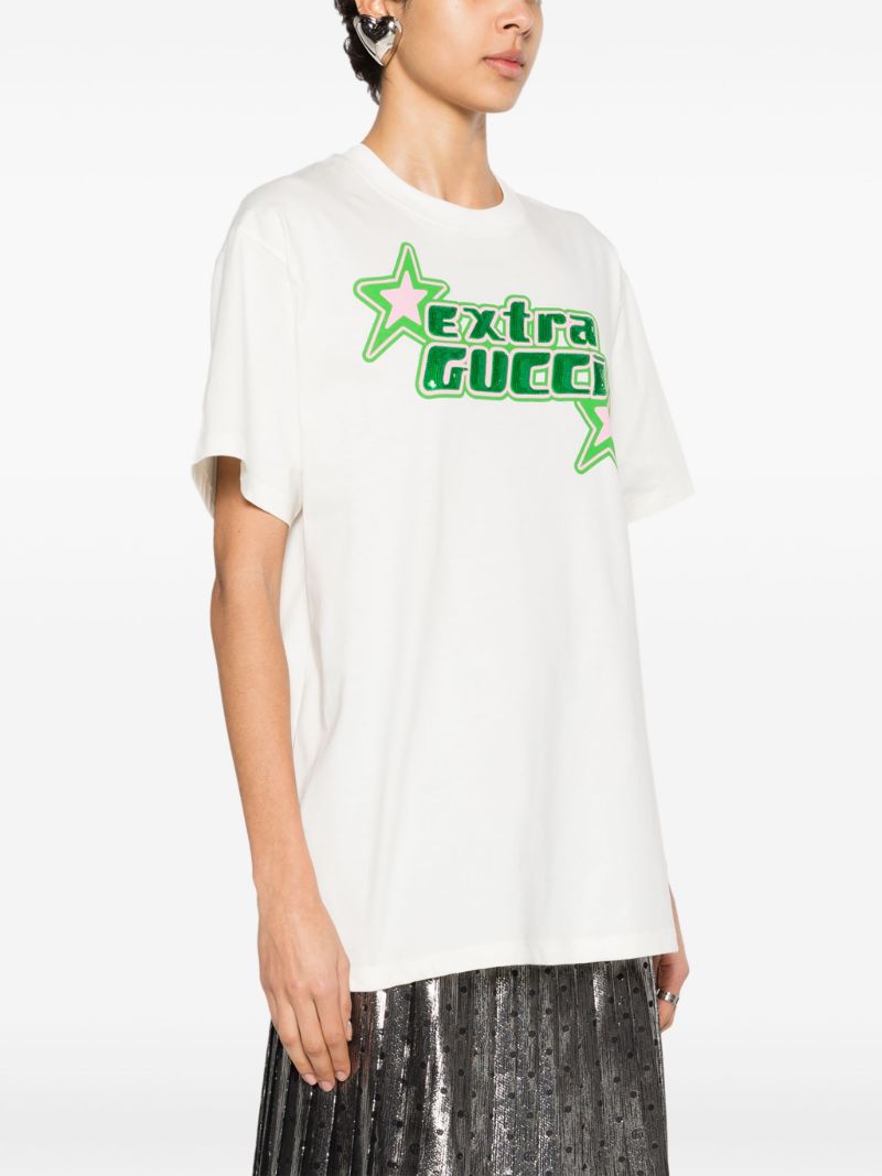 Neutral Sequin-embellished Cotton T-shirt