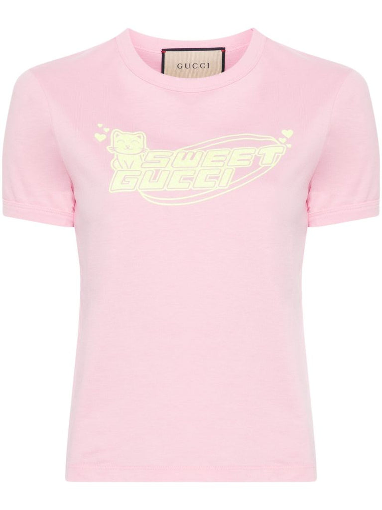 Pink Logo-print Cotton T-shirt