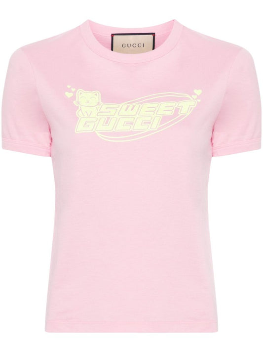 Pink Logo-print Cotton T-shirt