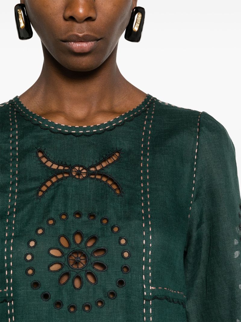 Green Danila Linen Midi Dress