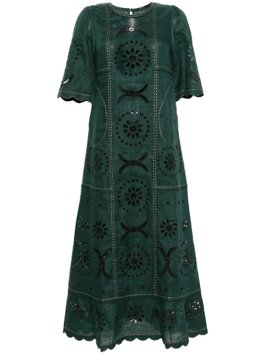 Green Danila Linen Midi Dress