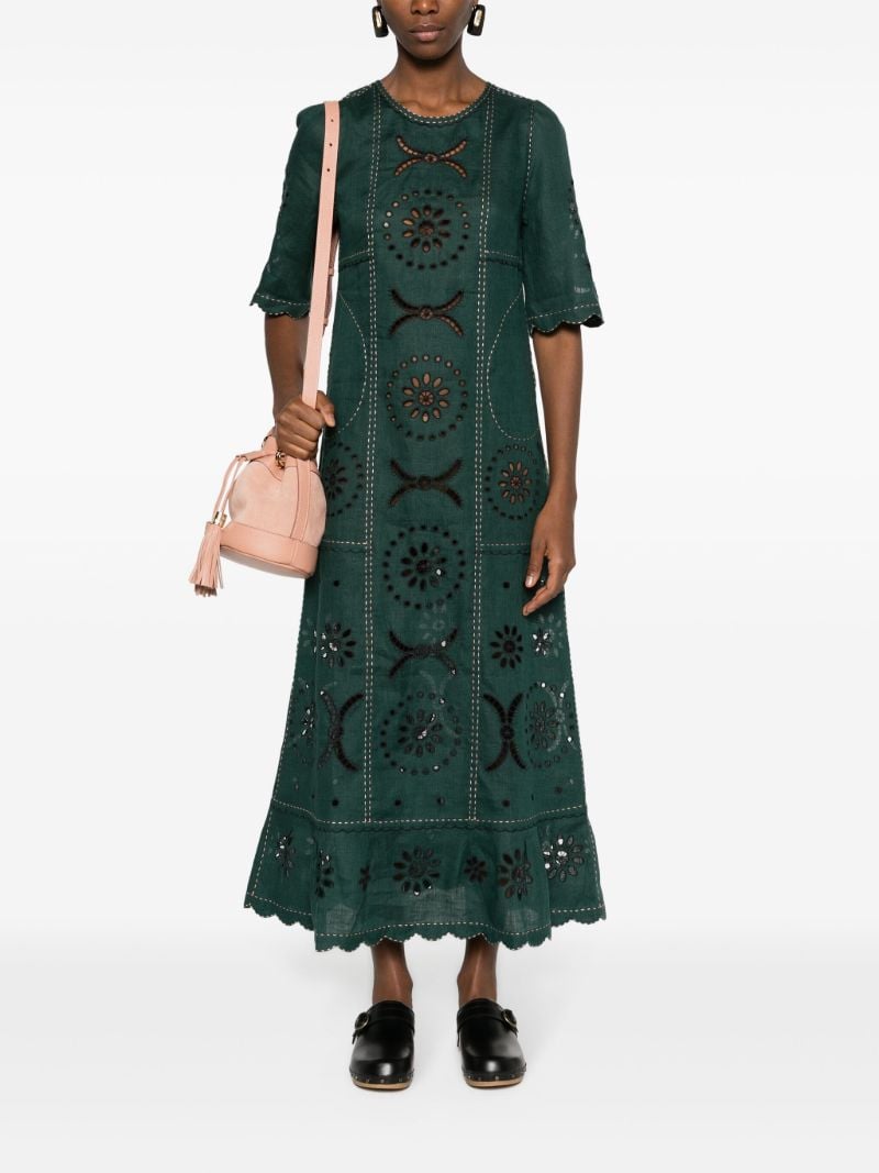 Green Danila Linen Midi Dress