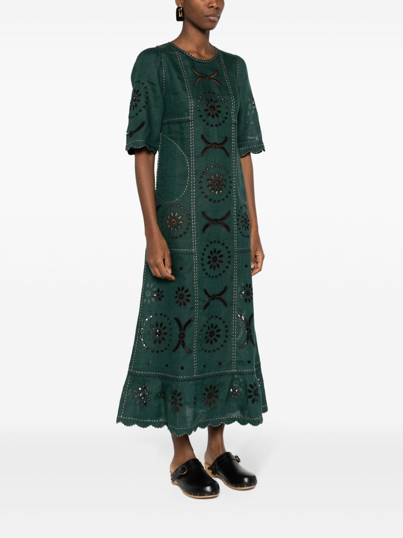 Green Danila Linen Midi Dress