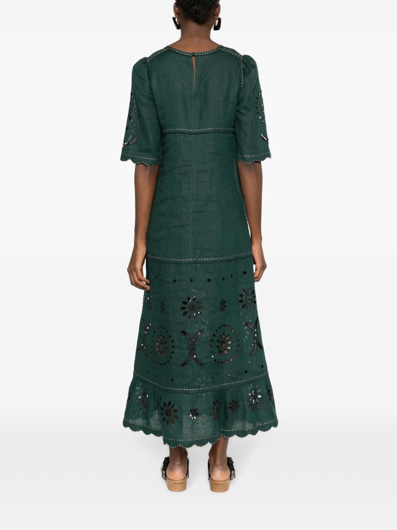 Green Danila Linen Midi Dress