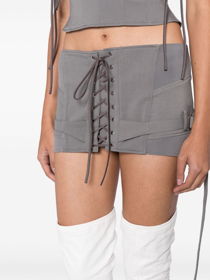 Grey Lace-up Miniskirt