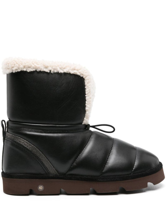 Black Shearling-lined Leather Boots