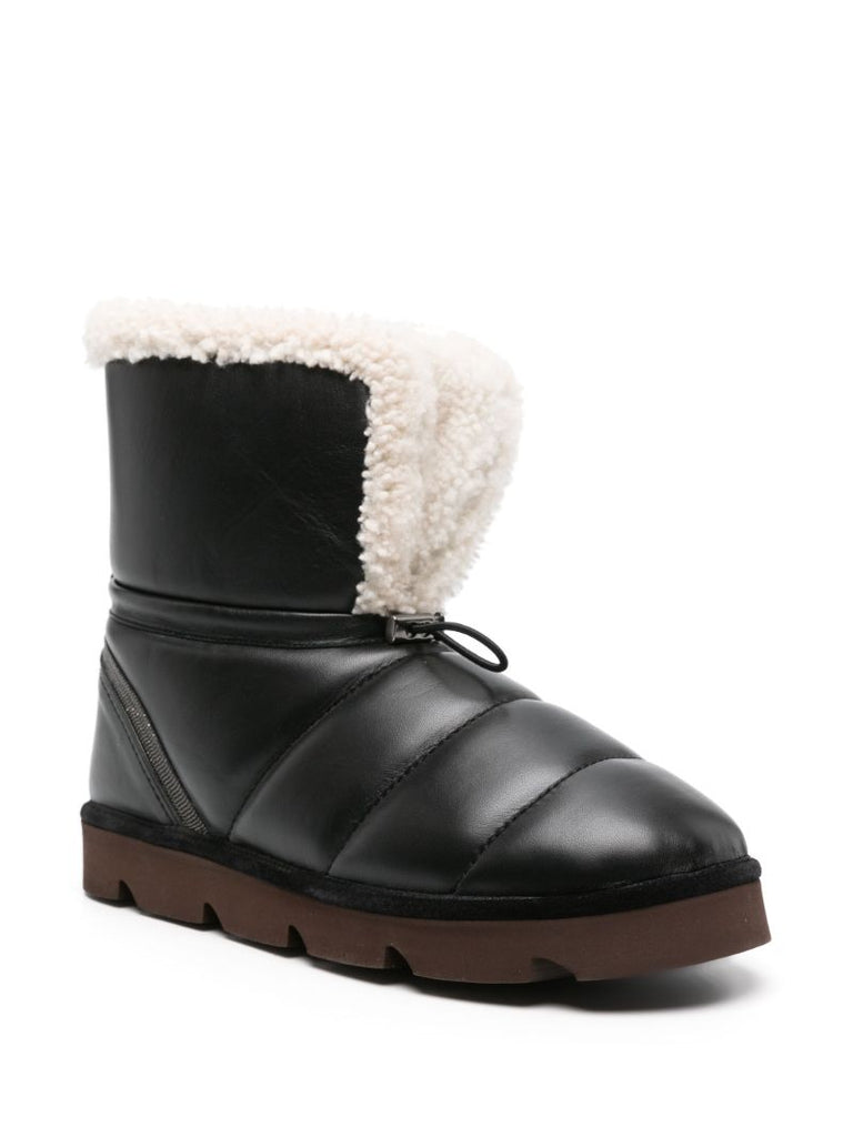 Black Shearling-lined Leather Boots