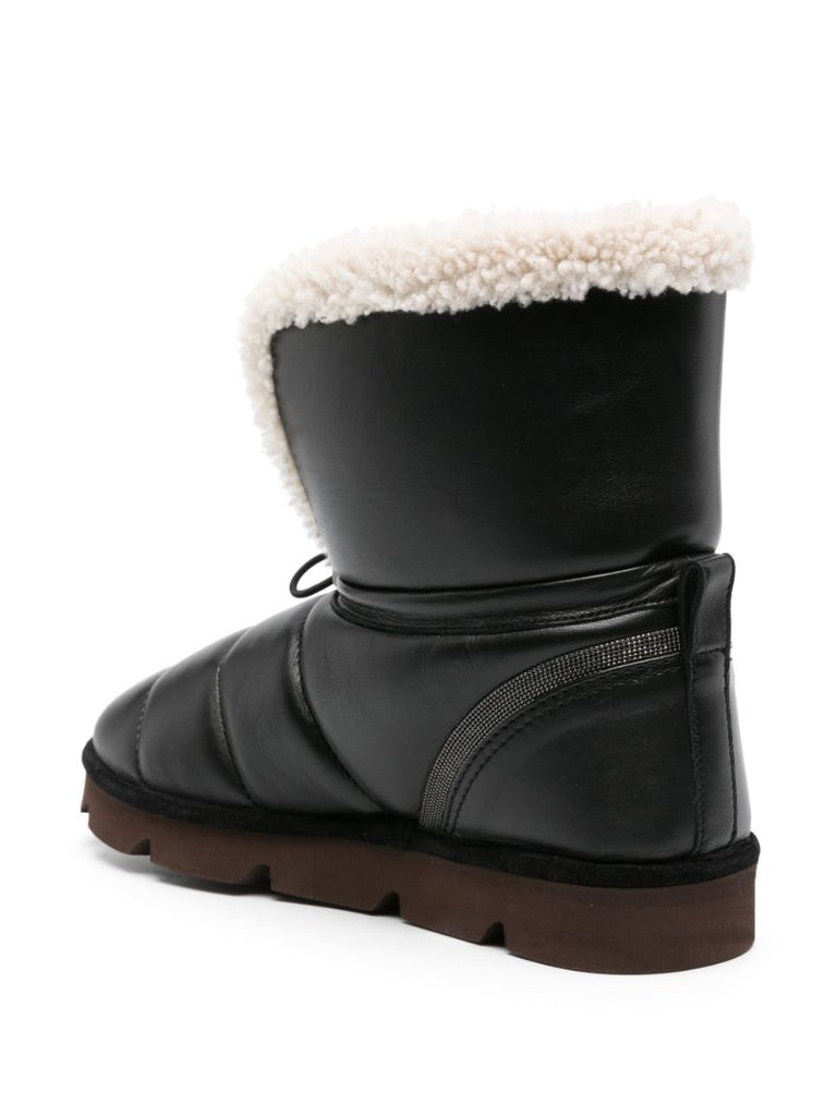 Black Shearling-lined Leather Boots