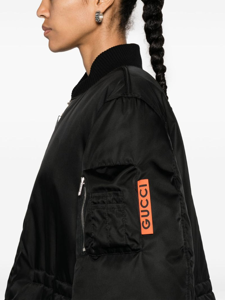 Black Padded Gabardine Coat