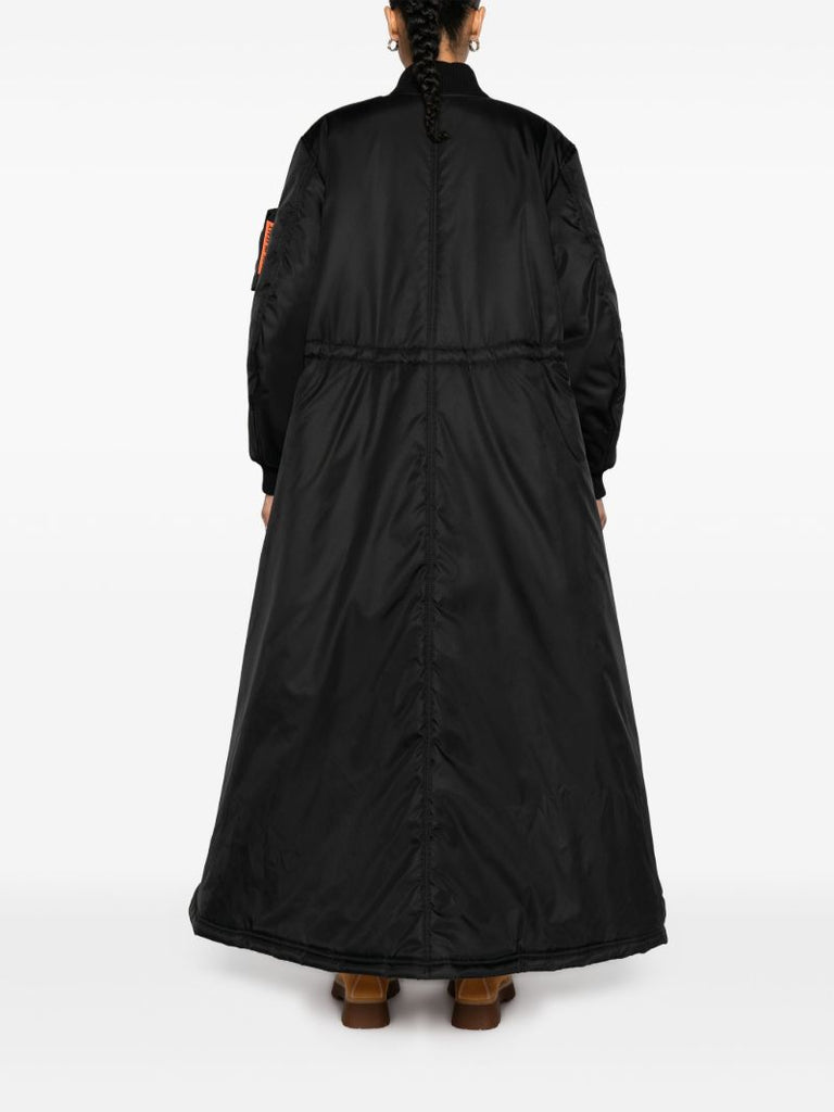 Black Padded Gabardine Coat