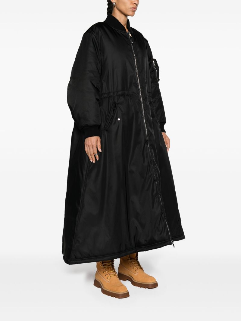 Black Padded Gabardine Coat