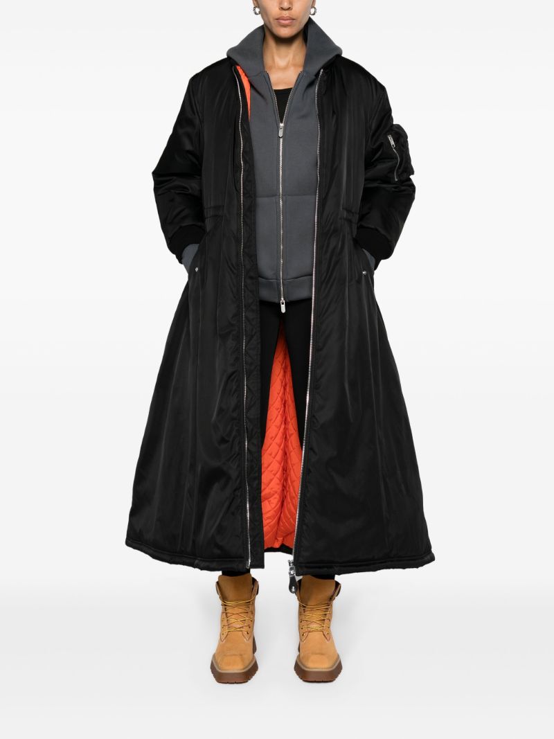 Black Padded Gabardine Coat
