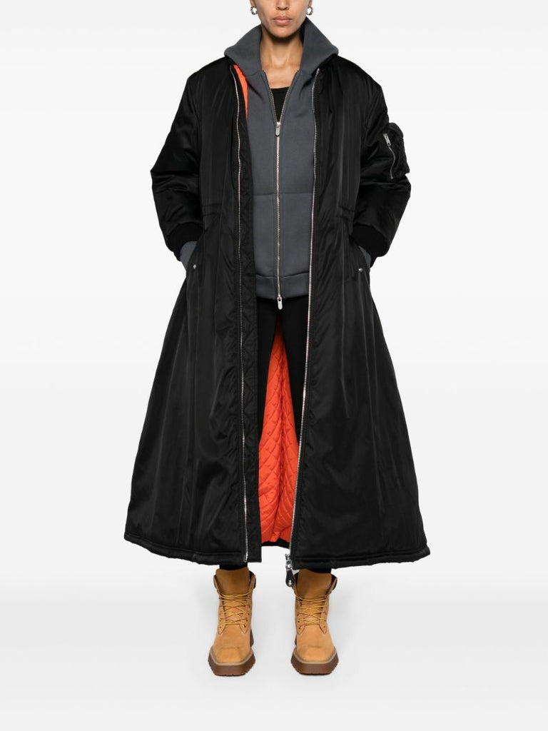 Black Padded Gabardine Coat