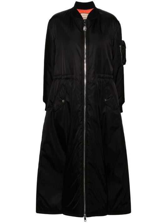 Black Padded Gabardine Coat