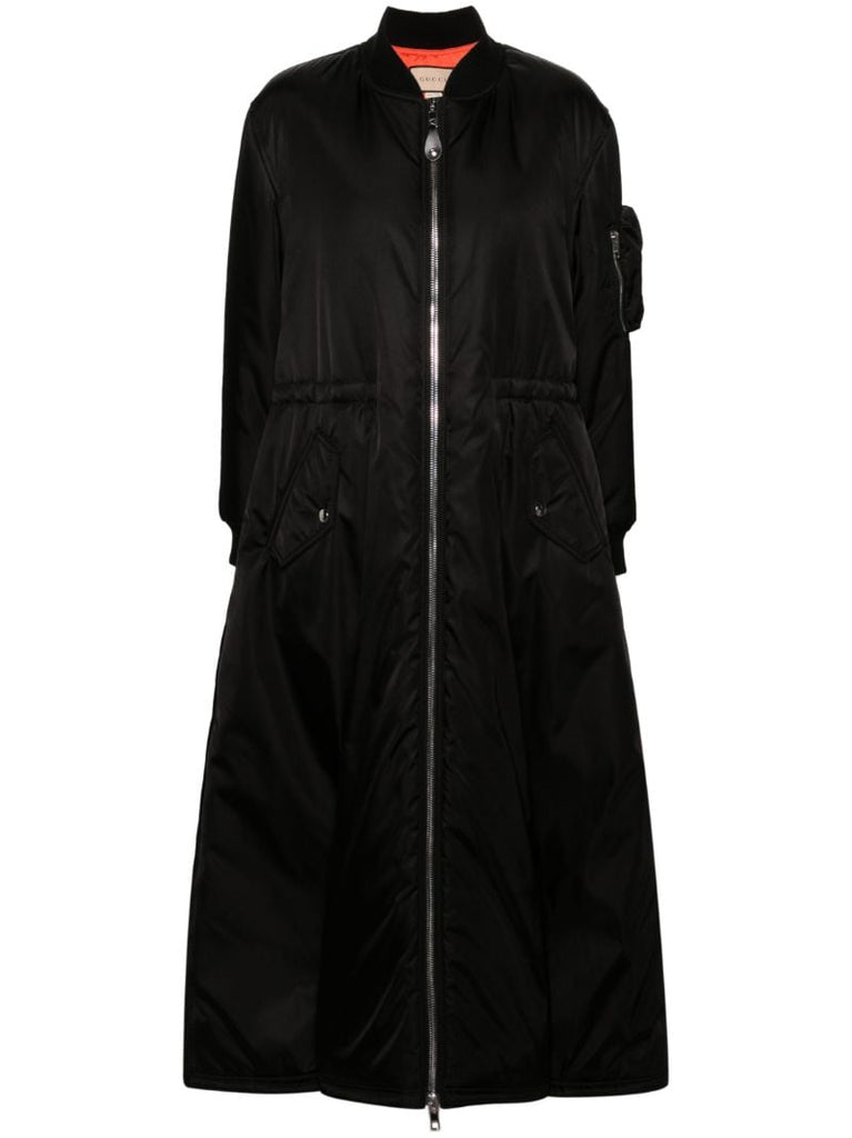Black Padded Gabardine Coat