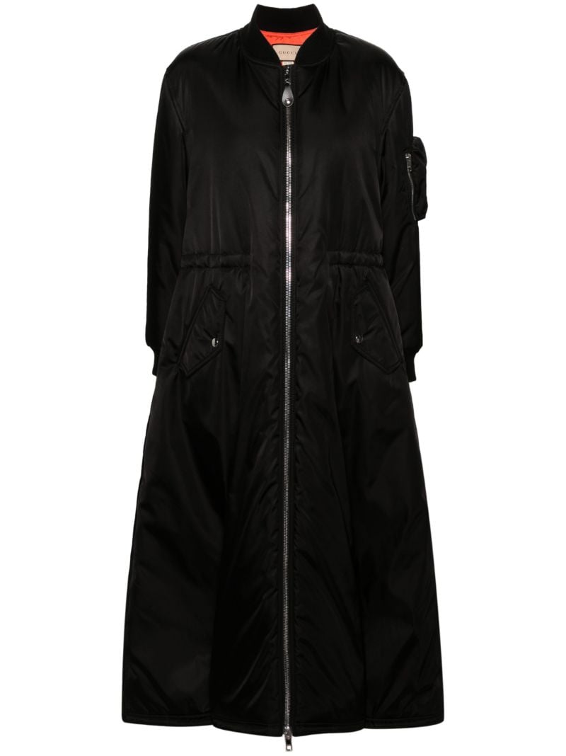 Black Padded Gabardine Coat