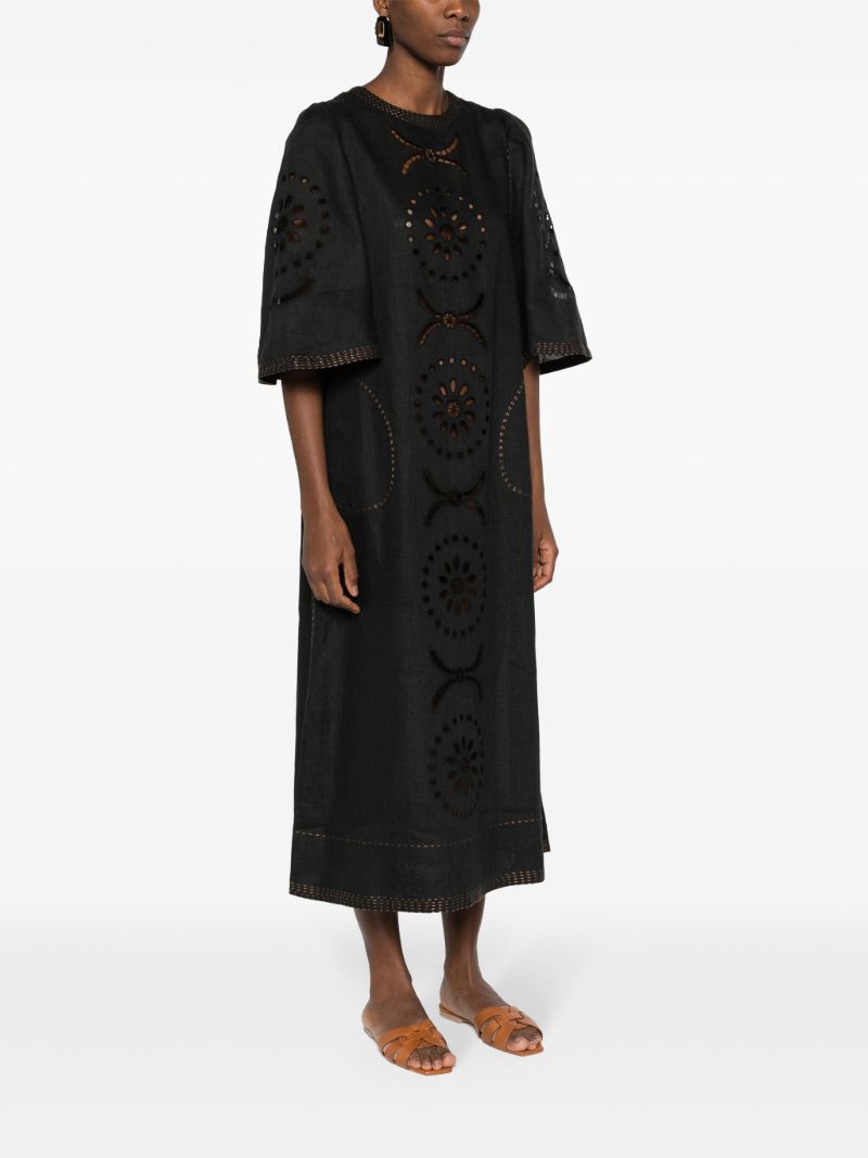 Black Mia Broderie-anglaise Linen Dress