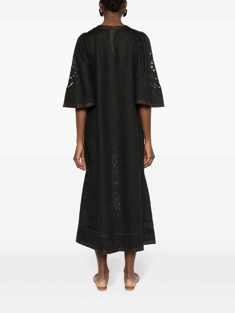 Black Mia Broderie-anglaise Linen Dress