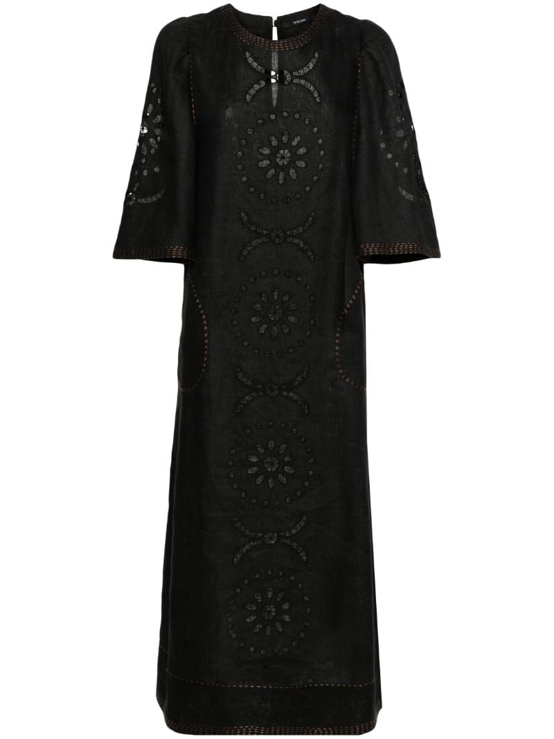 Black Mia Broderie-anglaise Linen Dress